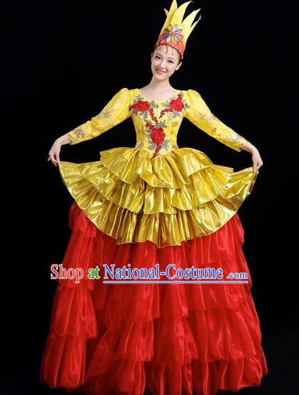 Opening Dance Big Swing Skirt Performance Costume Female Dance Stage Song and Dance Performance Costume Modern Big Skirt