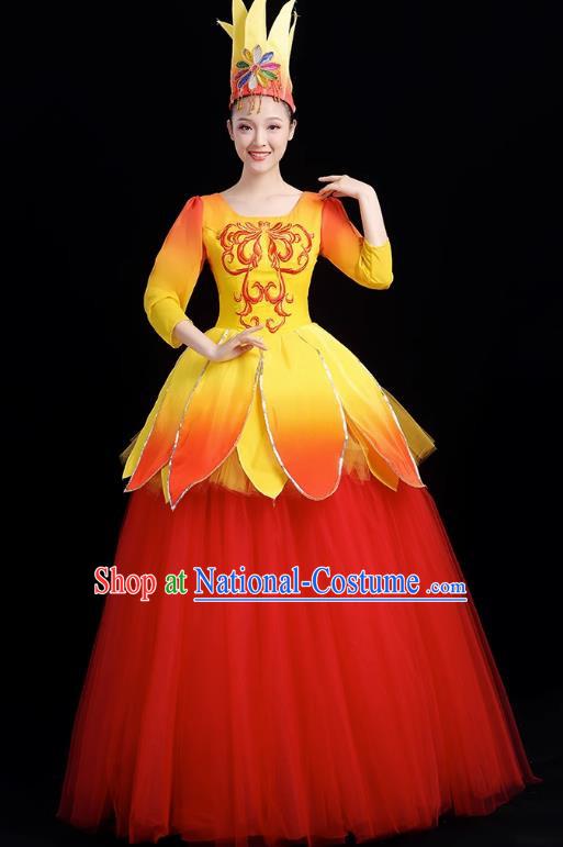 Opening Dance Big Swing Skirt Performance Costume Female Modern Dance Costume Long Skirt Singing Dancer Big Skirt