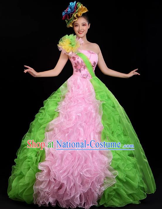 Opening Dance Big Swing Skirt Performance Costume Female Backup Dancer Long Skirt Large Dance Costume