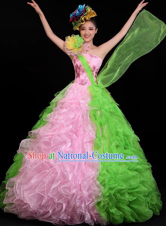 Opening Dance Big Swing Skirt Performance Costume Female Backup Dancer Long Skirt Large Dance Costume