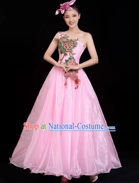 Opening Dance Big Swing Skirt Modern Dance Costume Chorus Costume Pink 540 Swing Costume Female Dancer