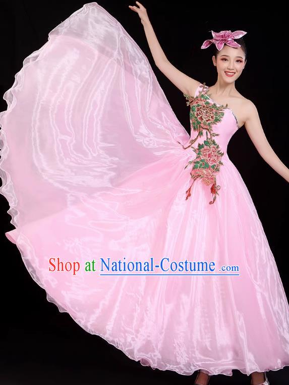 Opening Dance Big Swing Skirt Modern Dance Costume Chorus Costume Pink 540 Swing Costume Female Dancer