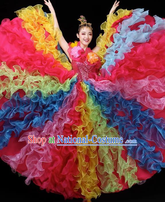 Opening Dance Big Swing Skirt Performance Costume Female Dancer Long Skirt Atmospheric Dance Costume Large Modern Dance