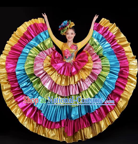 Opening Dance Big Swing Skirt Performance Costume Long Skirt Singing With Stage Large Ethnic Modern Dance Costume Female