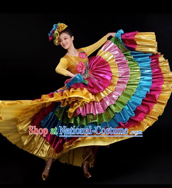 Opening Dance Big Swing Skirt Performance Costume Long Skirt Singing With Stage Large Ethnic Modern Dance Costume Female