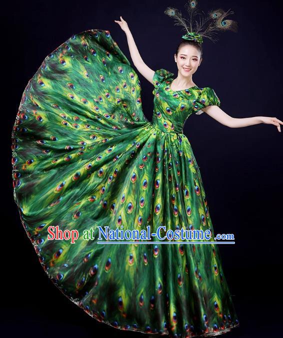 Peacock Dance Large Skirt Performance Clothing Female Parade Clothing 540 Swing Dai Opening Dance Performance Dance Clothing