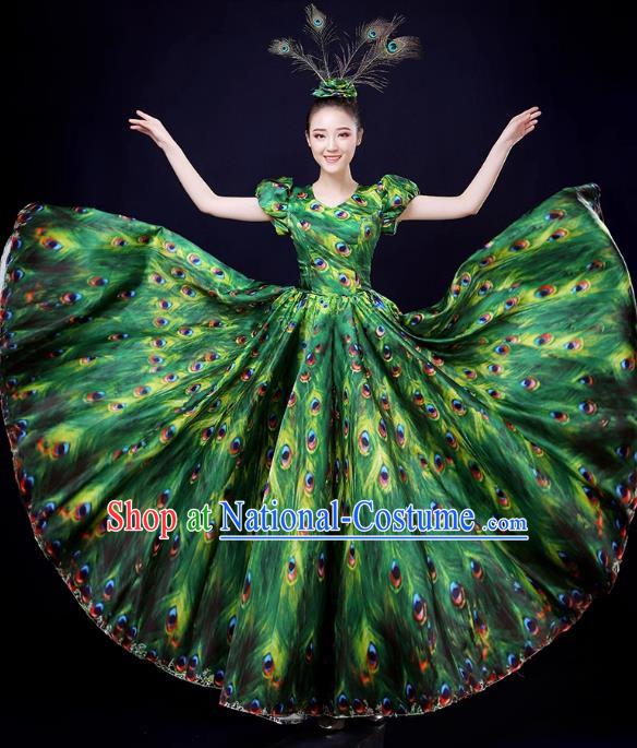 Peacock Dance Large Skirt Performance Clothing Female Parade Clothing 540 Swing Dai Opening Dance Performance Dance Clothing