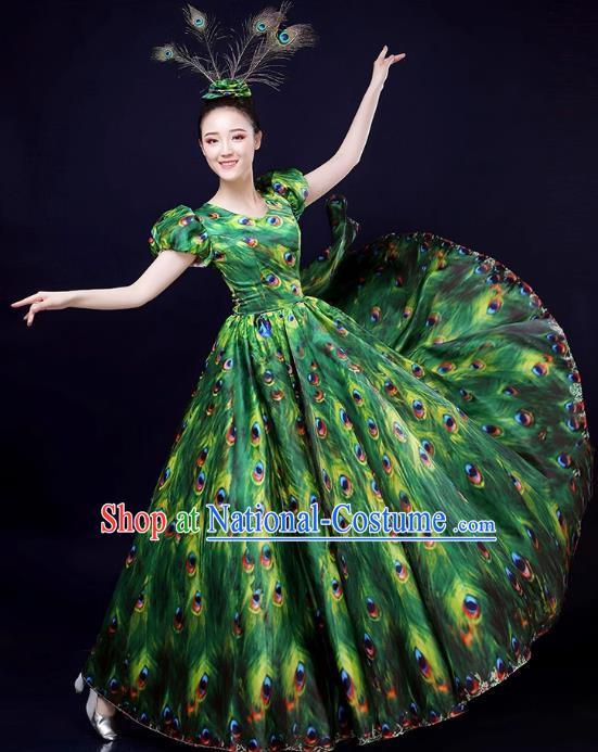 Peacock Dance Large Skirt Performance Clothing Female Parade Clothing 540 Swing Dai Opening Dance Performance Dance Clothing