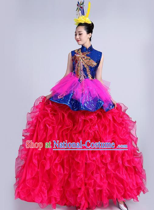 Opening Dance Big Swing Skirt Performance Costume Female Long Skirt Chorus Stage Costume Performance Costume Dance