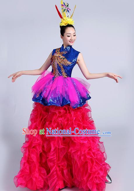 Opening Dance Big Swing Skirt Performance Costume Female Long Skirt Chorus Stage Costume Performance Costume Dance