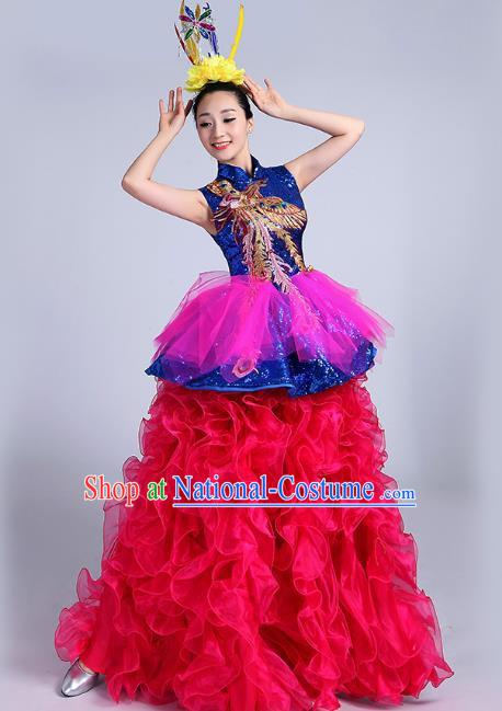 Opening Dance Big Swing Skirt Performance Costume Female Long Skirt Chorus Stage Costume Performance Costume Dance