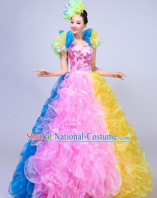 Opening Dance Big Swing Skirt Performance Costume New Year Day Dance Performance Costume Modern Stage Adult Chorus Female Long Skirt