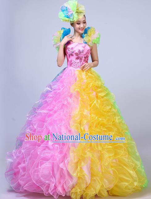 Opening Dance Big Swing Skirt Performance Costume New Year Day Dance Performance Costume Modern Stage Adult Chorus Female Long Skirt