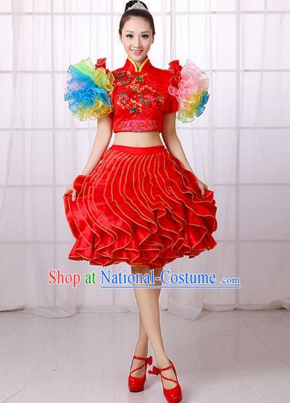 Modern Dance Costume Bag Shoulder Opening Dance Tutu Skirt Adult Dance Costume Square Dance Skirt Female