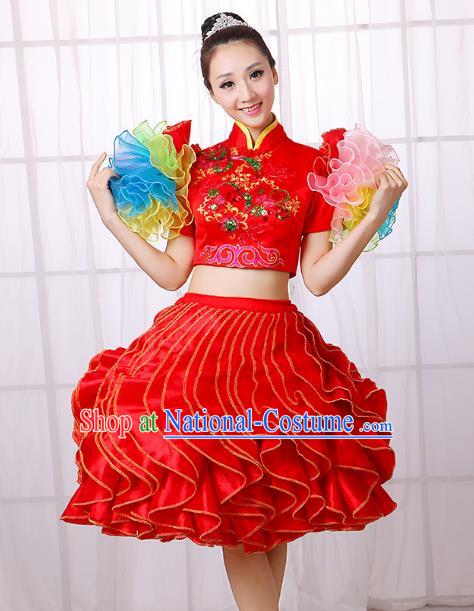 Modern Dance Costume Bag Shoulder Opening Dance Tutu Skirt Adult Dance Costume Square Dance Skirt Female