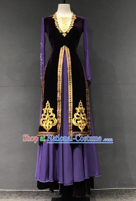 Xinjiang Dance Double Layer Performance Costumes Chinese Minority Uyghur Performance Costumes