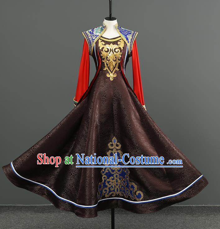 Mongolian Dance Costume Performance Costume Set Female Art Test Practice Clothes Large Swing Skirt