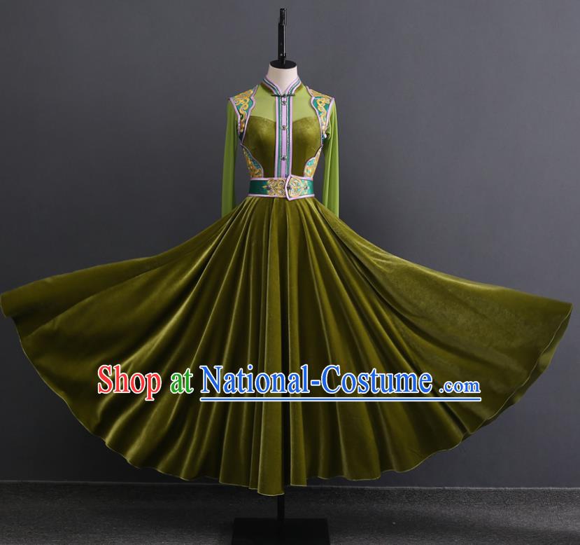 Mongolian Dance Costume Performance Suit Set Women National Costume Art Test Practice Suit Large Swing Skirt