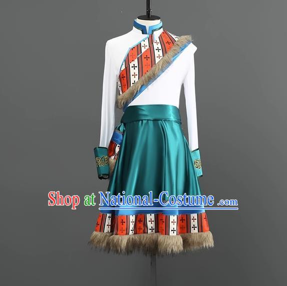 Professional Tibetan Men Short Adult Chinese Minority Ethnic Dance Performance Costumes