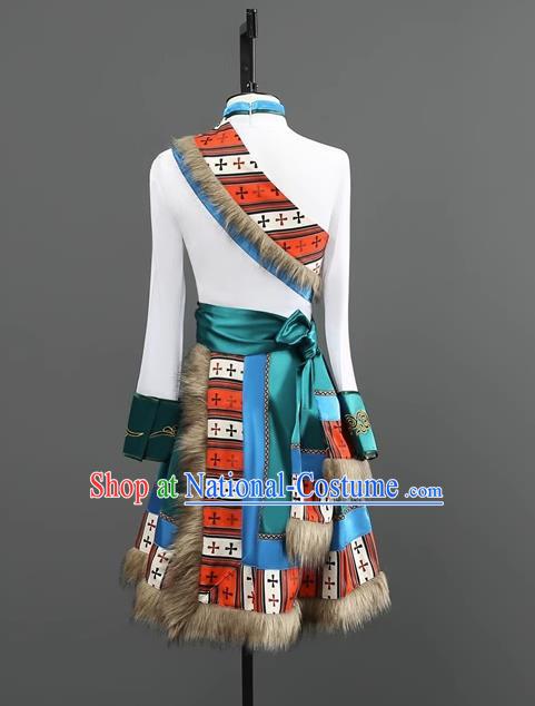 Professional Tibetan Men Short Adult Chinese Minority Ethnic Dance Performance Costumes