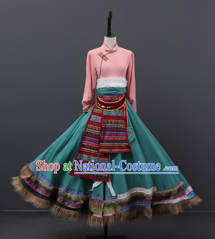 Ethnic Dance Costumes Tibetan Folk Dance Spring Costumes Stage Performance Costumes