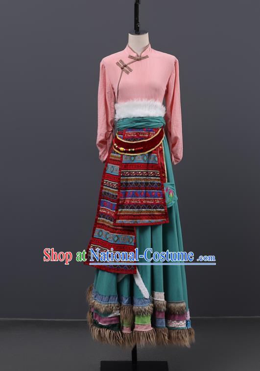 Ethnic Dance Costumes Tibetan Folk Dance Spring Costumes Stage Performance Costumes