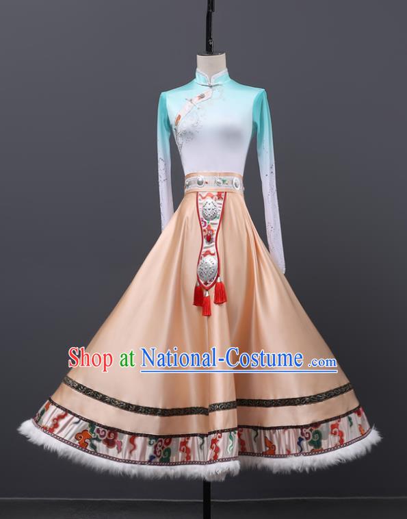 Tibetan Dance Performance Clothing Large Skirt Class Clothing Classroom Practice Clothing Art Test Performance Clothing Tibetan Robe