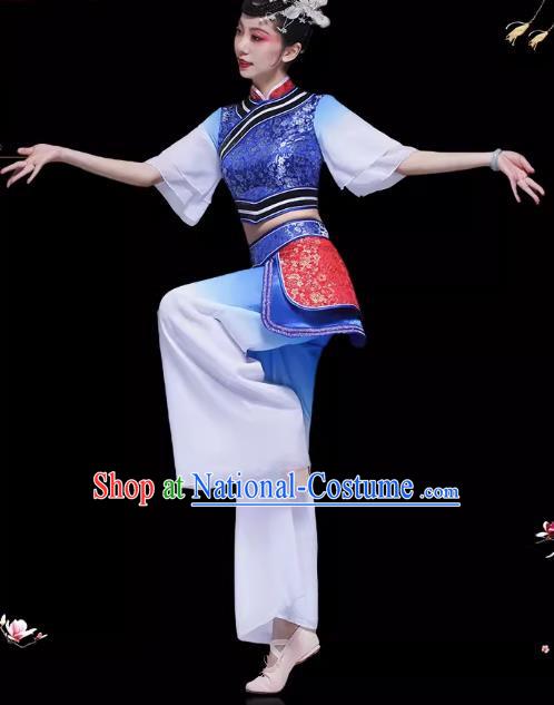 Shake To Grandma Bridge Performance Costume Classical Dance Costume Body Rhyme Gauze Square Dance Summer Dress Women Bamboo Hat Dance Costume