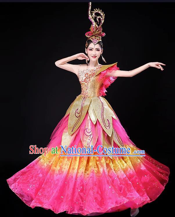 Opening Dance Big Swing Skirt Costumes Flourishing Age Flowers Dance Large Anniversary Celebration Dance Costumes Women Costumes