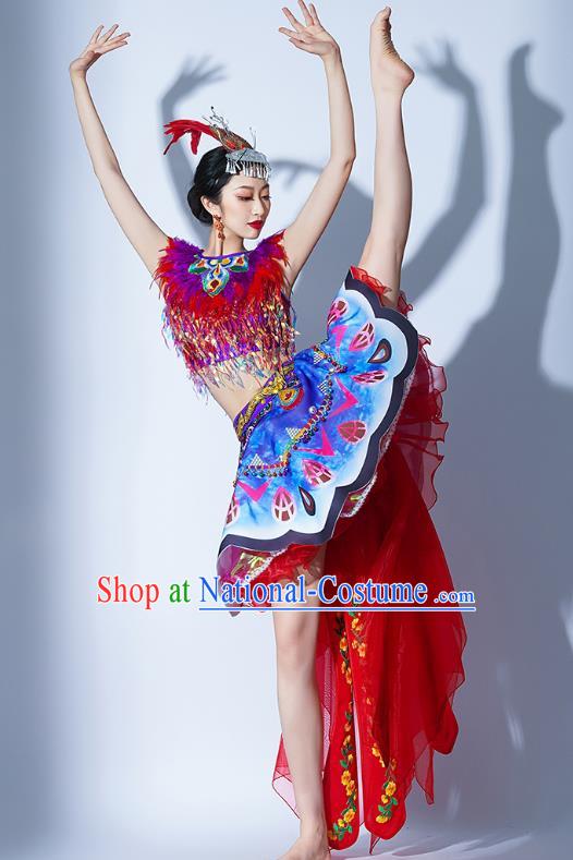 Red Parade Performance Costumes Women Group Performance Costumes Opening Dance Song Accompaniment Dance Performance Costume Female Tutu Skirt