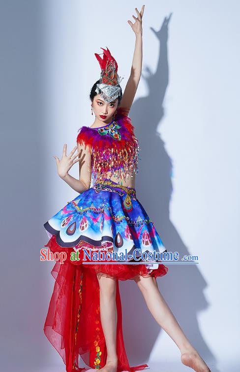 Red Parade Performance Costumes Women Group Performance Costumes Opening Dance Song Accompaniment Dance Performance Costume Female Tutu Skirt