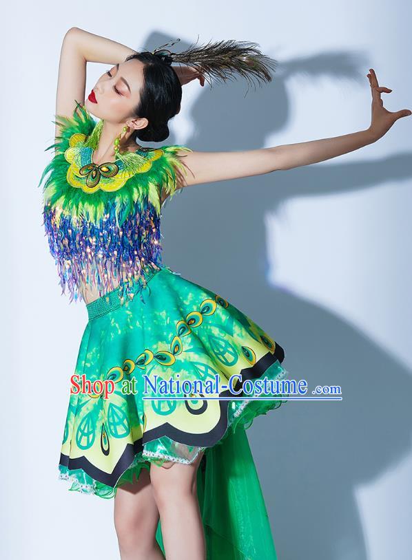 Green Parade Performance Costumes Women Group Performance Costumes Opening Dance Song Dance Performance Costume Female Tutu Skirt