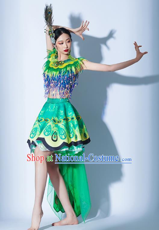 Green Parade Performance Costumes Women Group Performance Costumes Opening Dance Song Dance Performance Costume Female Tutu Skirt