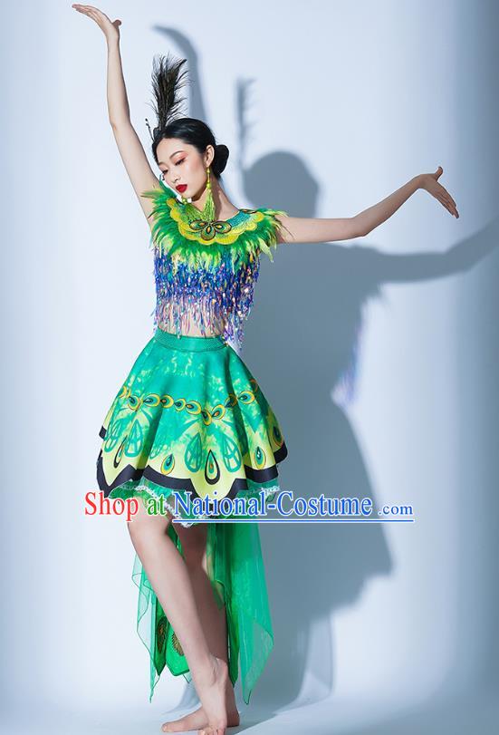 Green Parade Performance Costumes Women Group Performance Costumes Opening Dance Song Dance Performance Costume Female Tutu Skirt