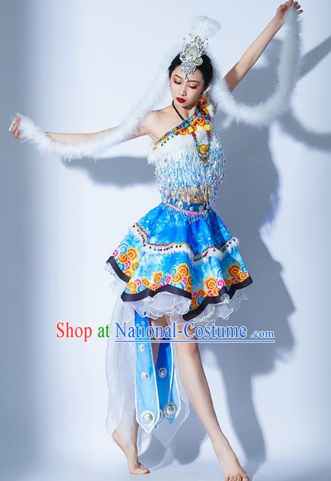 Light Blue Parade Performance Costumes Women Troupe Performance Costumes Opening Dance Song Accompaniment Dance Performance Costumes Female Tutu Skirt