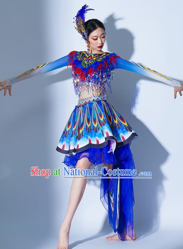 Dark Blue Parade Performance Costumes Women Troupe Performance Costumes Opening Dance Song Accompaniment Dance Performance Costume Female Tutu Skirt