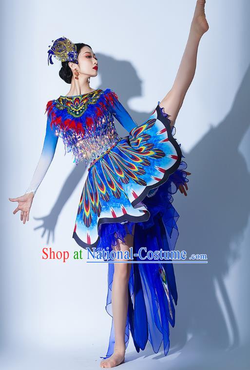 Dark Blue Parade Performance Costumes Women Troupe Performance Costumes Opening Dance Song Accompaniment Dance Performance Costume Female Tutu Skirt