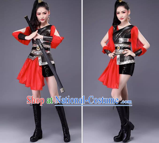 Drumming Performance Costumes Female Gongs And Drums Team General Performance Costumes Chinese Style Women Group Performance Costumes Hua Mulan Performance Costumes