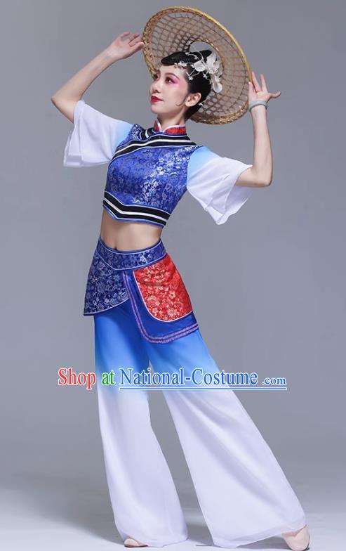 Shake To Grandma Bridge Performance Costume Classical Dance Costume Body Rhyme Gauze Square Dance Summer Dress Women Bamboo Hat Dance Costume