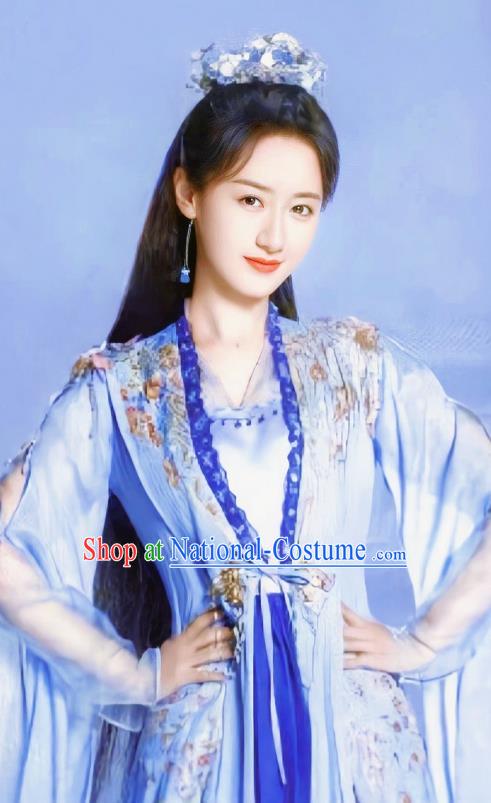 China Ancient Ming Dynasty Noble Infanta Costumes Romantic Drama My Sassy Princess Liu Ling Blue Dress Clothing