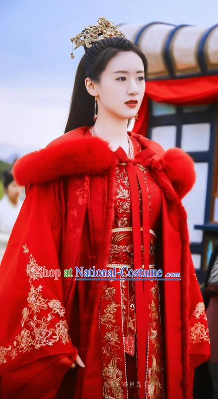 China Traditional Wedding Dresses Ancient Royal Infanta Costumes Romantic Drama My Sassy Princess Liu Ling Red Clothing