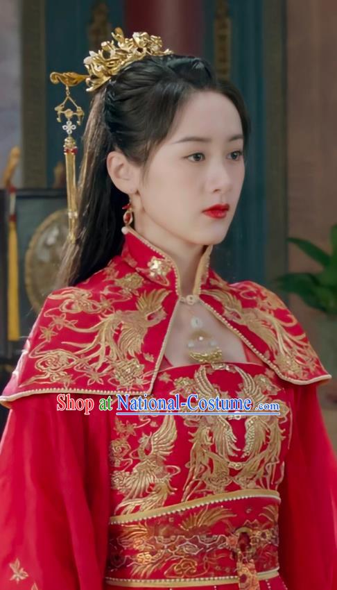 China Traditional Wedding Dresses Ancient Royal Infanta Costumes Romantic Drama My Sassy Princess Liu Ling Red Clothing