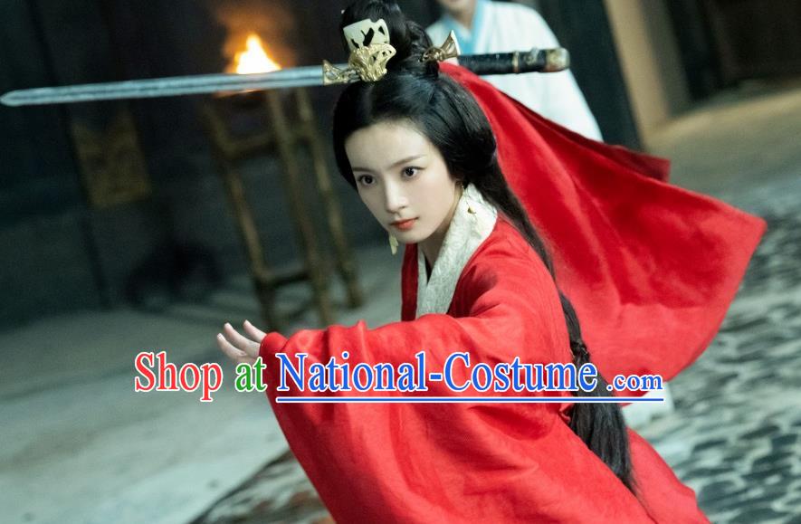 China TV Series An Ancient Love Song Lu Yuan Red Dresses Qin Dynasty Empress Hanfu Clothing