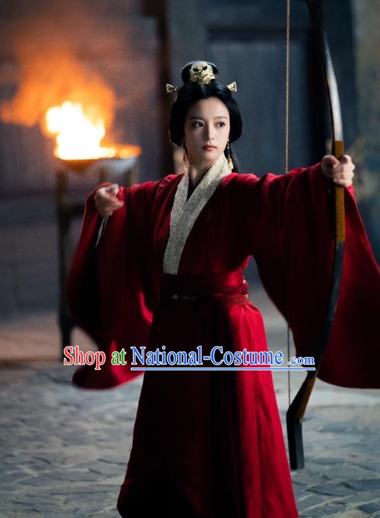 China TV Series An Ancient Love Song Lu Yuan Red Dresses Qin Dynasty Empress Hanfu Clothing