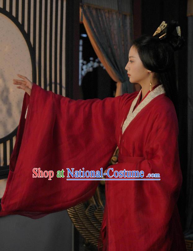 China TV Series An Ancient Love Song Lu Yuan Red Dresses Qin Dynasty Empress Hanfu Clothing