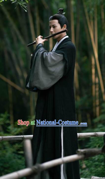 TV Series An Ancient Love Song Shen Bu Yan Black Costumes China Qin Dynasty Scholar Hanfu Garments