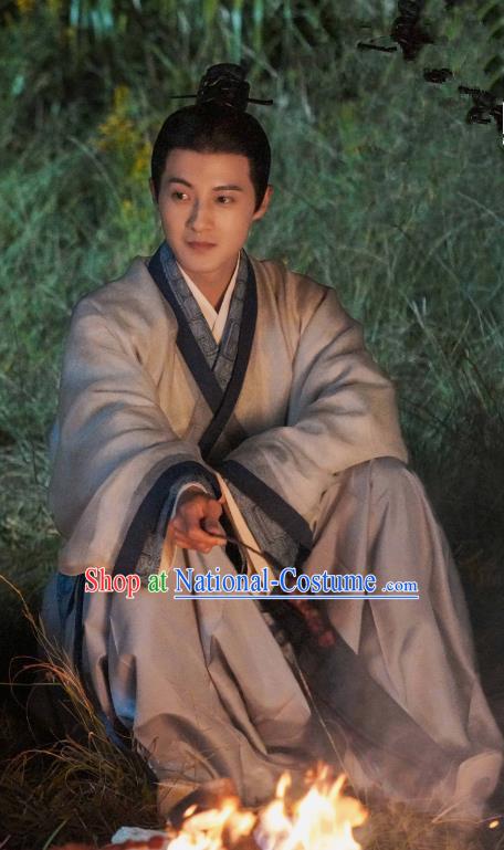 China Young Childe Costumes TV Series An Ancient Love Song Qin Dynasty Scholar Shen Buyan Hanfu Garments