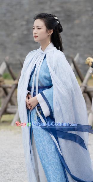 China TV Series Noble Lady Hanfu Clothing Ancient Princess Blue Costumes An Ancient Love Song Lu Yuan Dresses