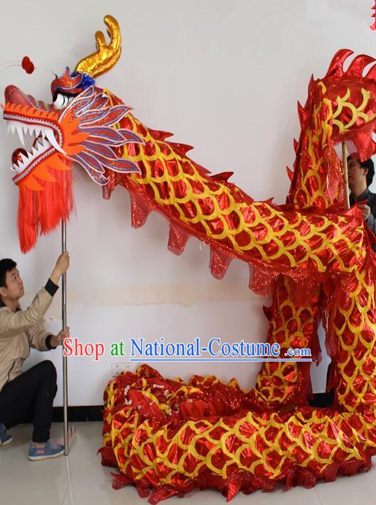 Chinese Festival Celebration Dragon Parade Props Professional Red Dance Dragon Costumes Complete Set