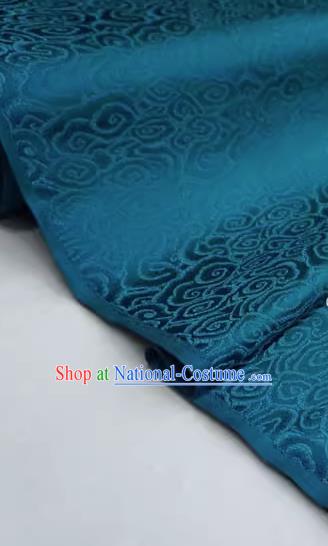 Peacock Blue China Cheongsam Cloth Traditional Brocade Fabric Classical Clouds Pattern Design Drapery